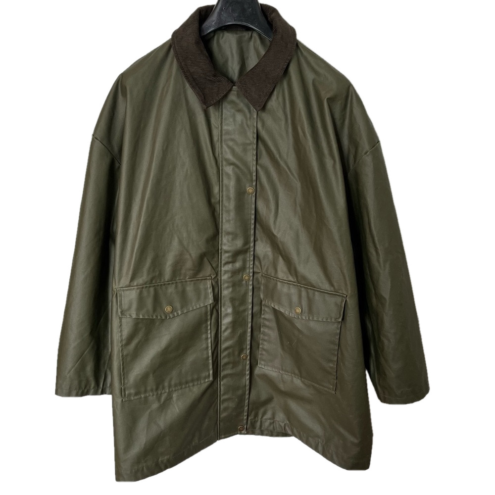 Dunnes Dublin Waxed Green Canvas Corduroy Collar Raincoat Men’s XL